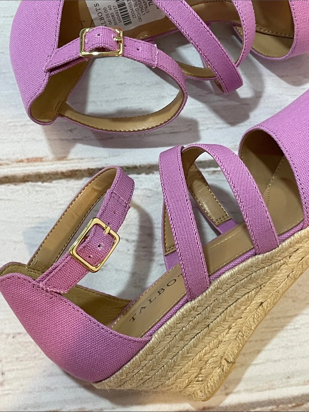 NWT Talbots Lilac Espadrille 7 Wedge Sandals Lyndsay Strappy Ankle Shoes NEW